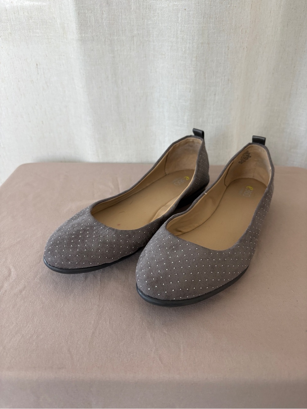 Easy Spirit e360 Gray Studded Ballet Flats 8.5M